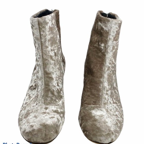Rag & Bone Drea Crushed Velvet Ankle Zip Boots Dove Beige Sz 5 EU 35 NIB NWT - Picture 3 of 7